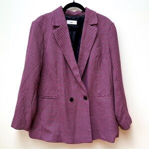 Mango Lilac Houndstooth Blazer